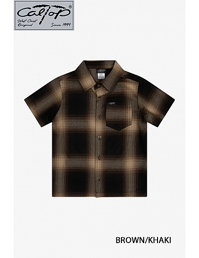 KS001 S/S PLAID : BROWN-KHAKI